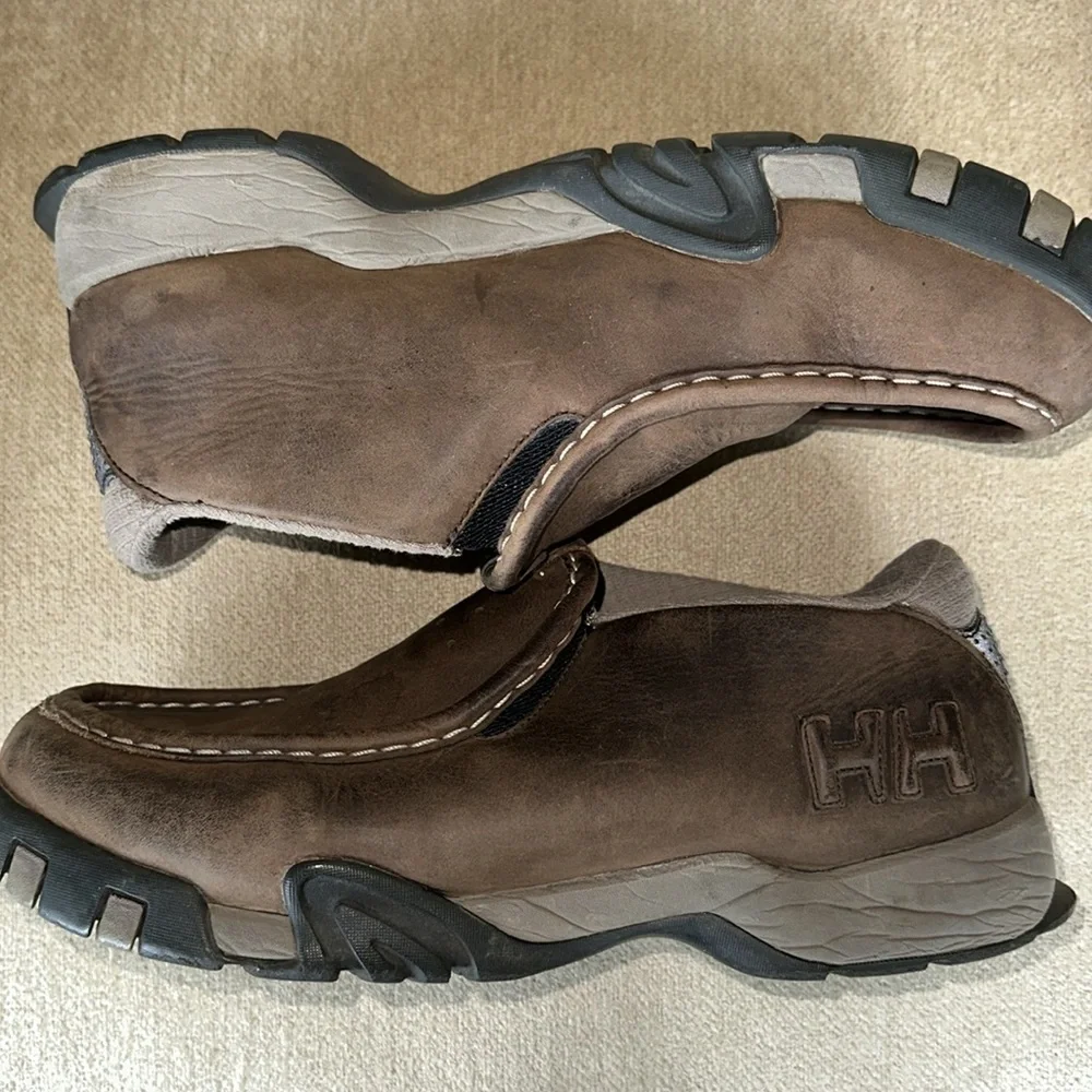 HELLY HANSEN Vintage Brown Leather Slip on Shoes Mens Size 10